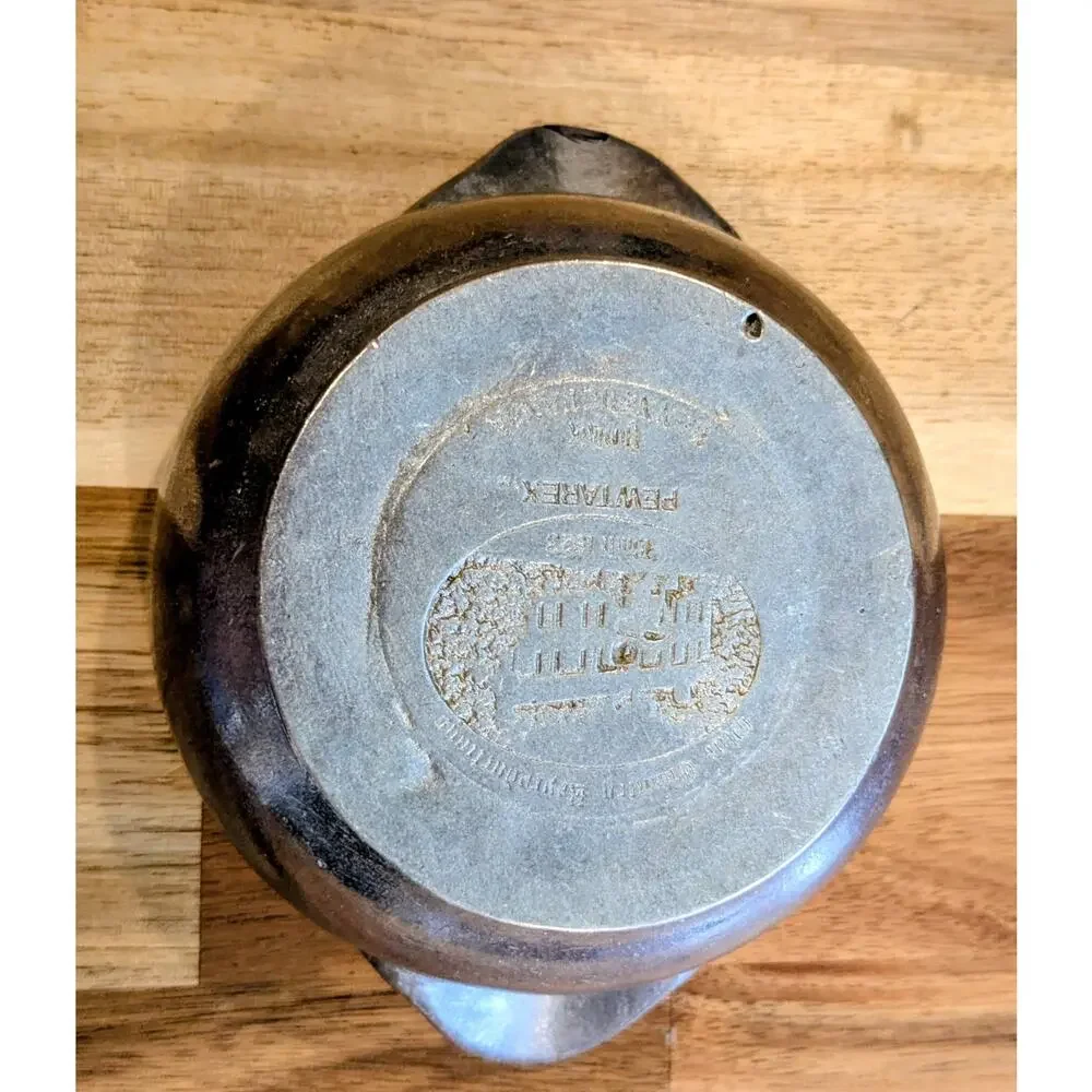 Vintage Pewtarex York PA Pewter Soup Bowl Crock Tab Handles Olde Country 4